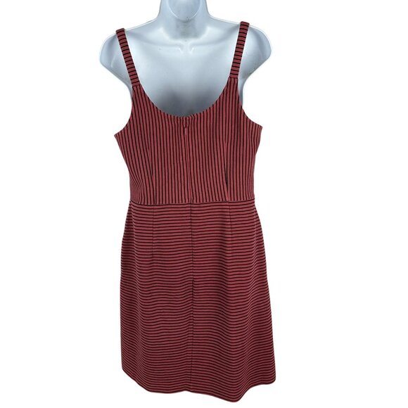 Ann Taylor Loft Striped Red & Black Sleeveless A-Line Dress Size 6 - Picture 3 of 9